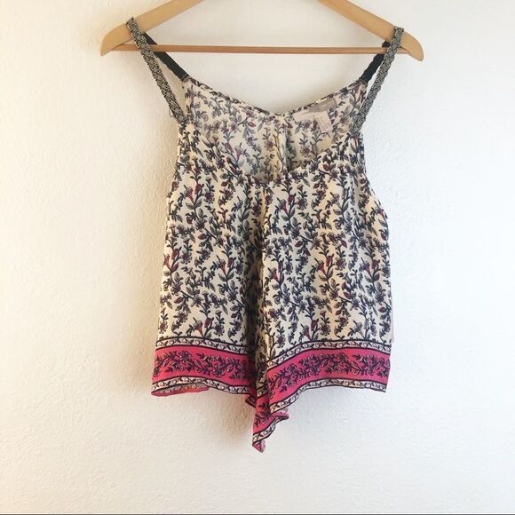 Forever 21 Woven Sleeveless cream Pink Navy Top S - Picture 1 of 5